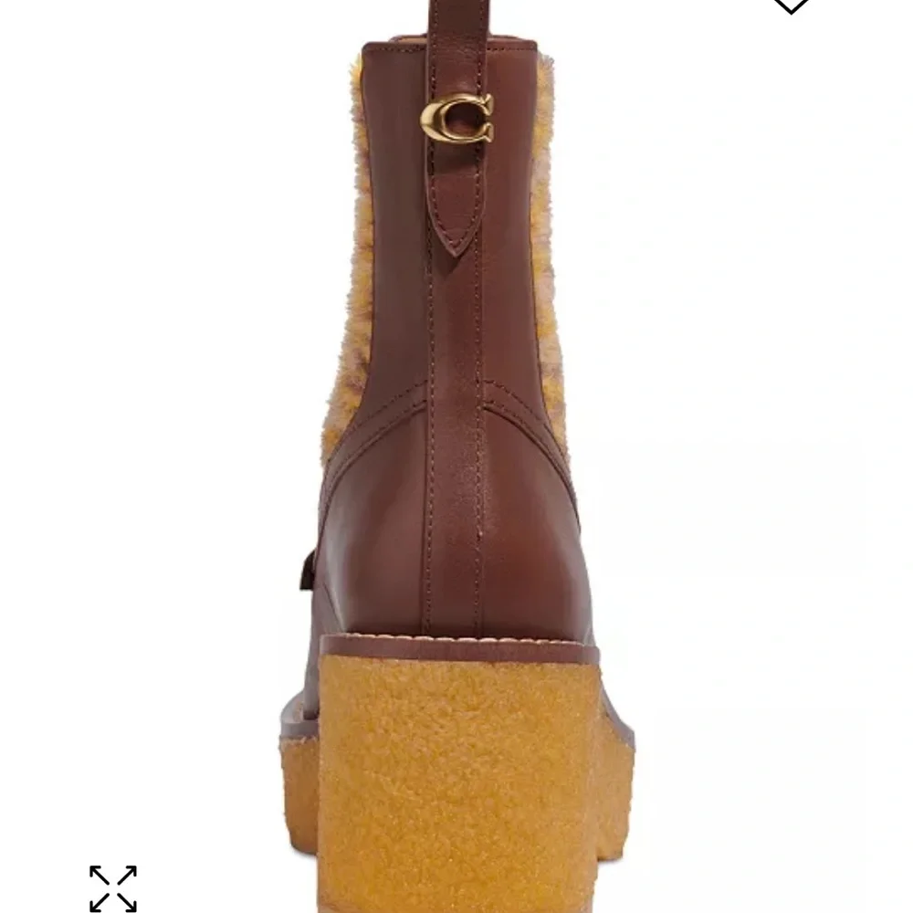 NEW COACH DELANEY WOMENS LEATHER FAUX FUR CHELSEA BOOTS brown tones in size 9.5 - Picture 4 of 15